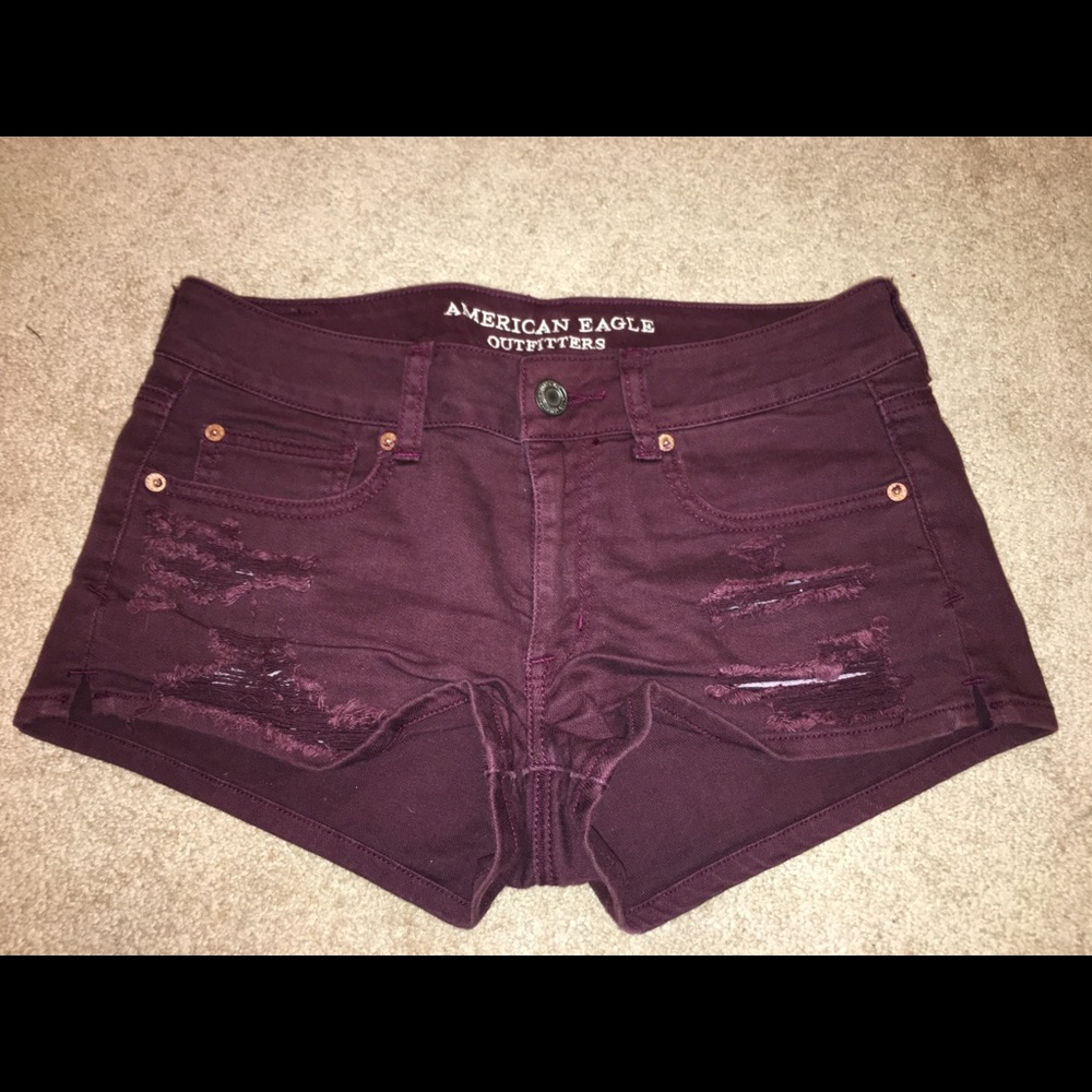 American Eagle Maroon Jean Shorts Size 8